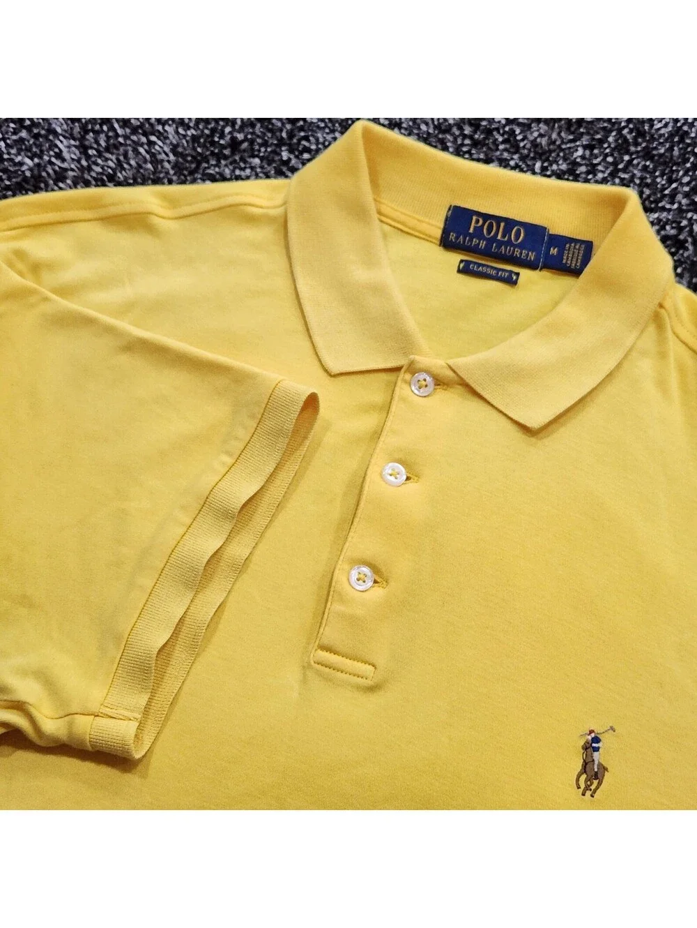 New Polo Ralph Lauren Mens Yellow Classic-Fit Short-Sleeve Polo Shirt Sz Medium